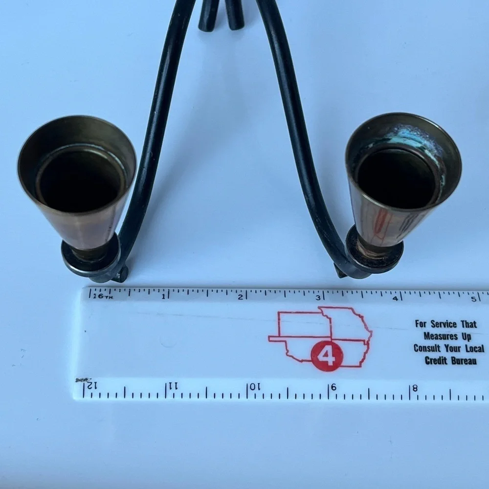 Vintage Nilsjohan Sweden Brass & Iron Candleholders (Pair)